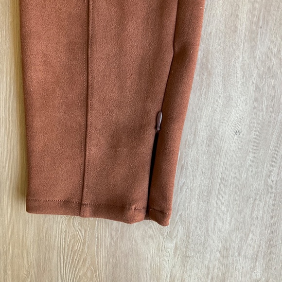 Anthropologie Faux Suede Leggings cognac brown pants western equestrian rich mom - Picture 6 of 15